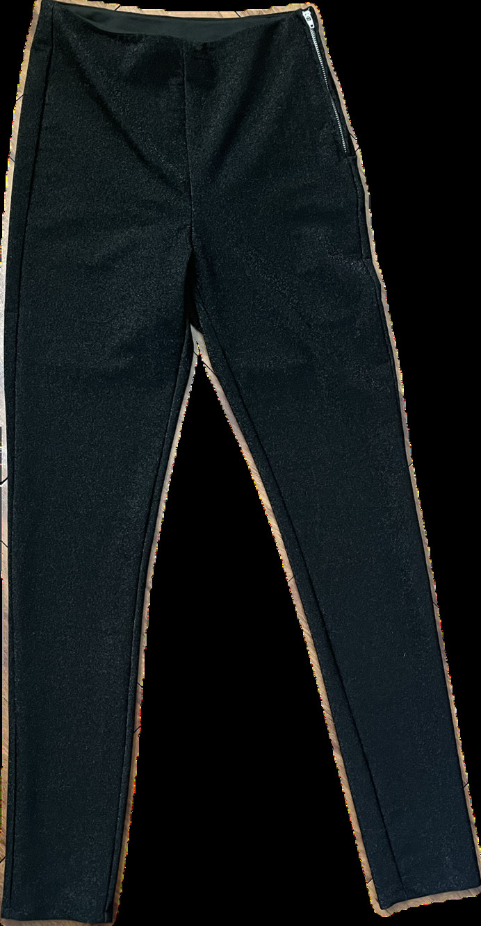 Divided H&M black shimmer glittery metallic silver side zip pants size 6